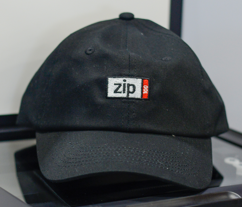 ZIP black dad hat detail, officially licensed Iomega-era headwear