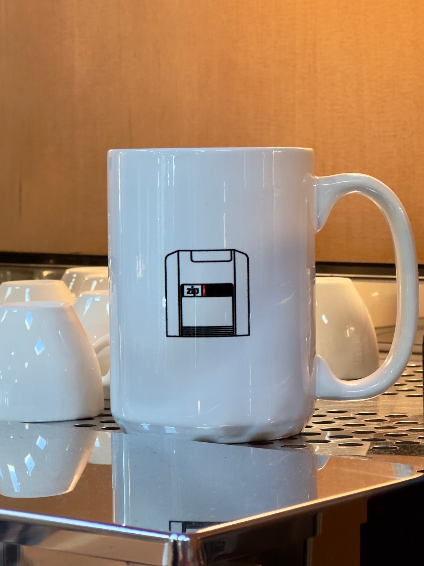 ZIP Hoodie Mug detail view, officially licensed Iomega-era drinkware