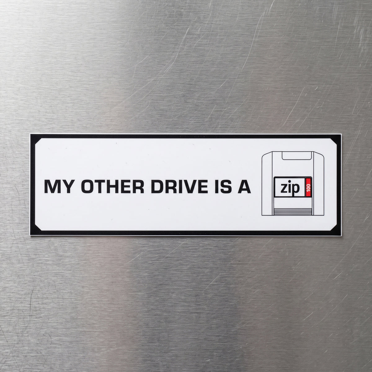 ZIP® WHITE BUMPER STICKER. 100MB.