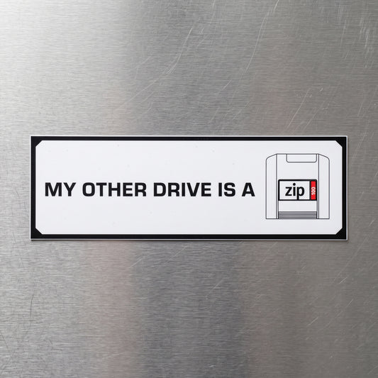 ZIP® WHITE BUMPER STICKER. 100MB.