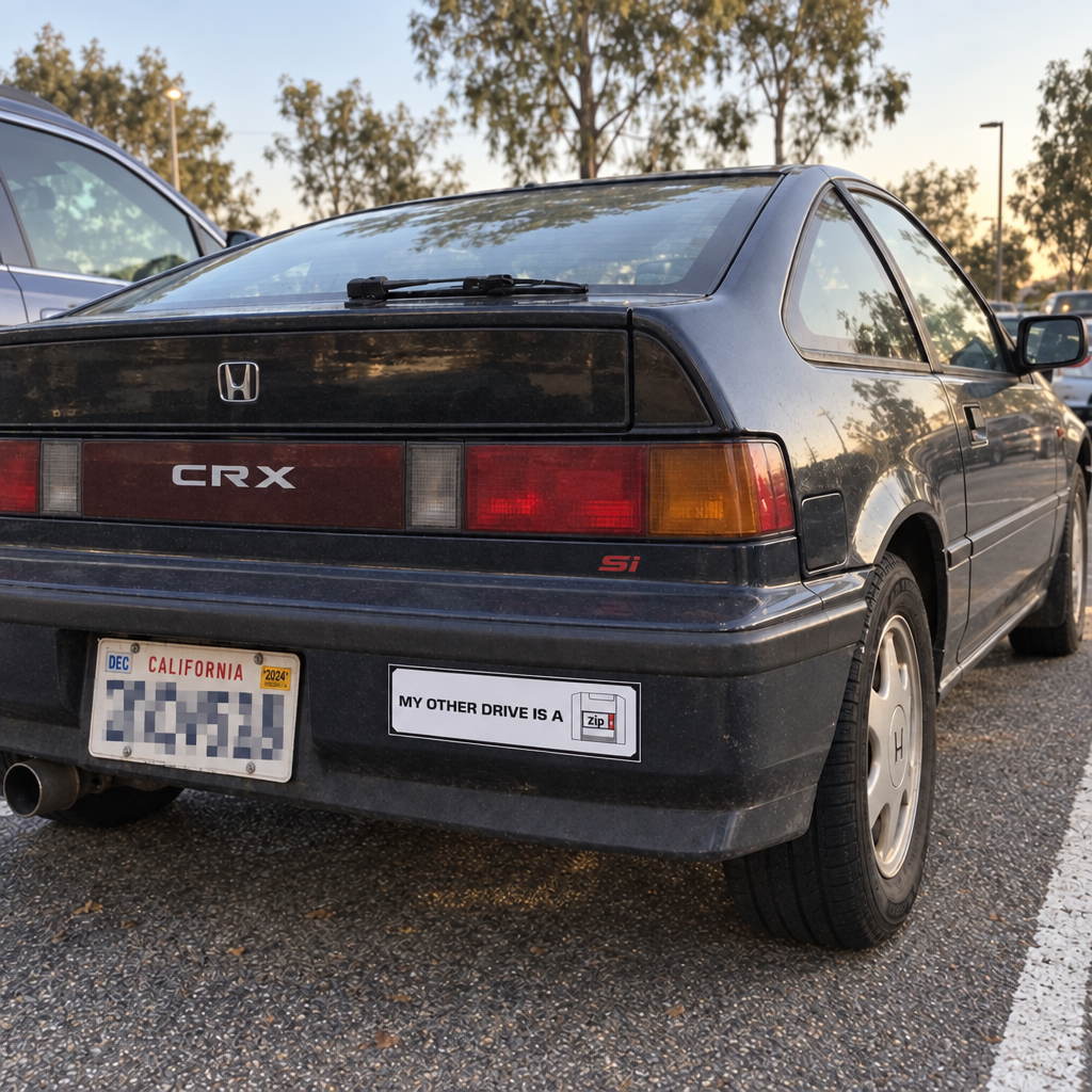 ZIP® WHITE BUMPER STICKER. 100MB.
