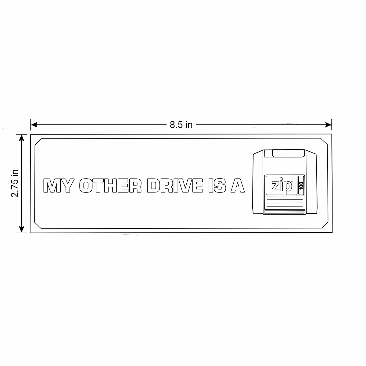 ZIP® RED BUMPER STICKER. 100MB.