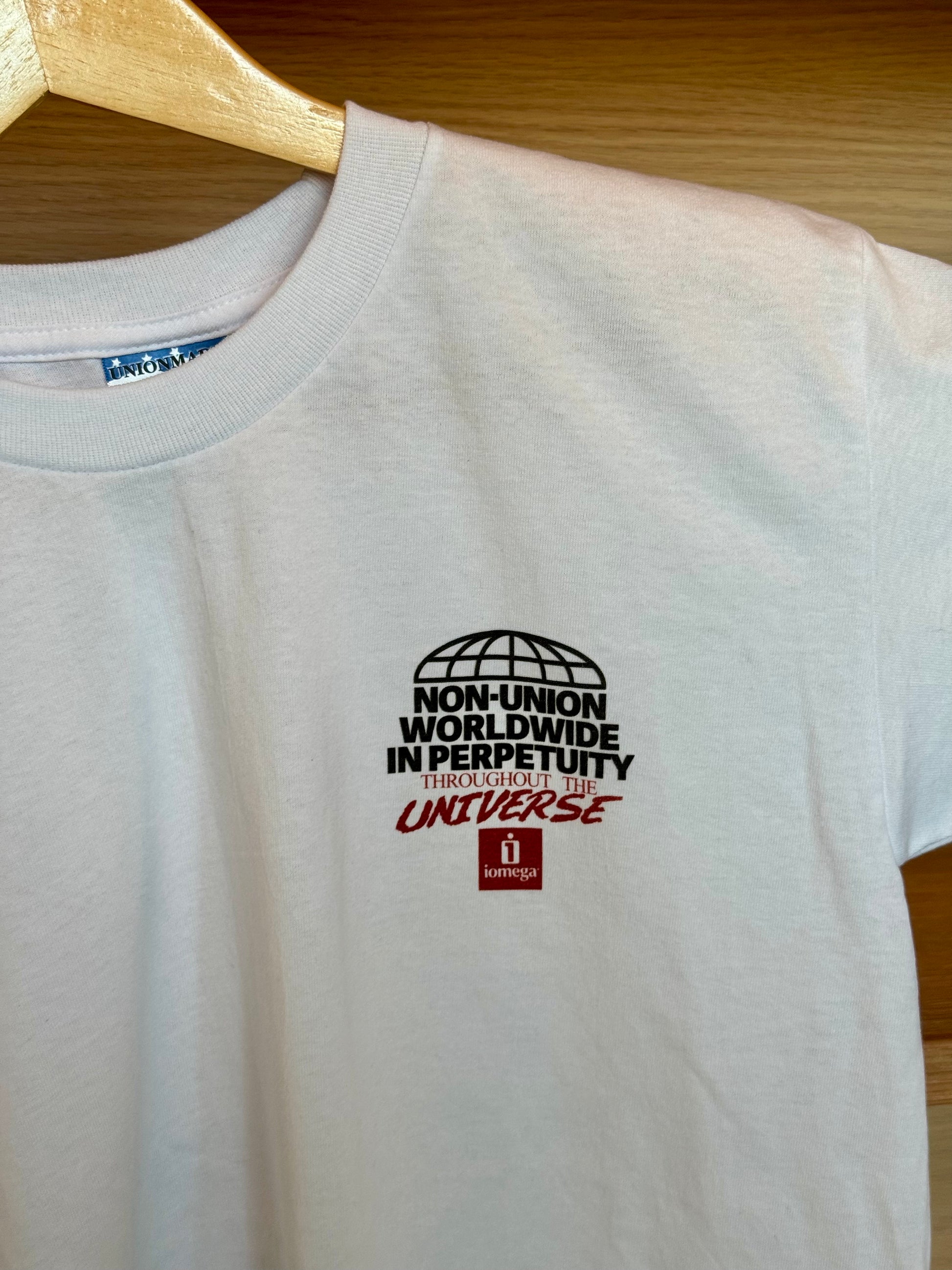IOMEGA Non-Union Shirt detail view, officially licensed Iomega apparel