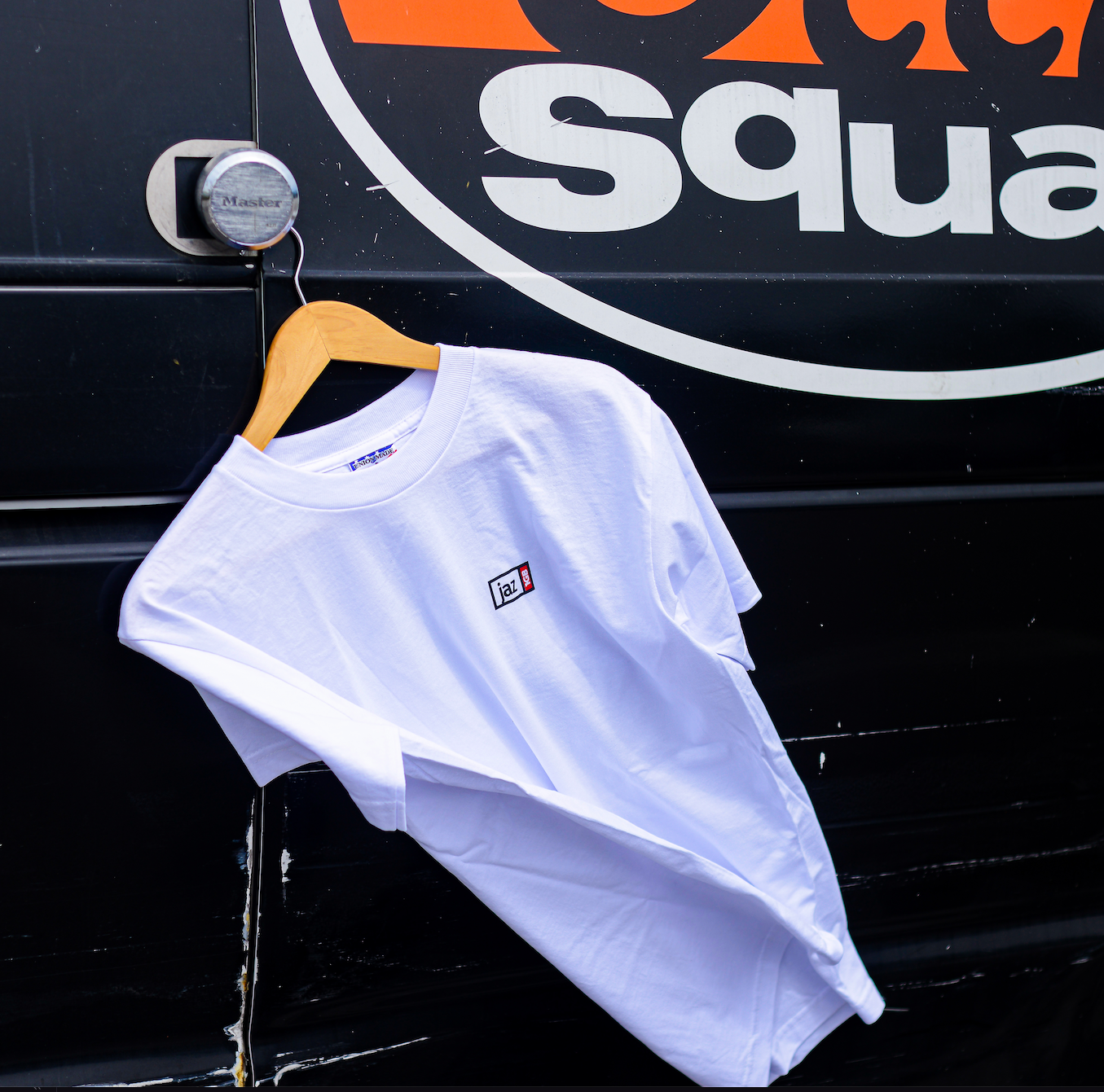Officially licensed JAZ 1GB white t-shirt, front view with brand logo